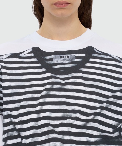 MSGM(エムエスジーエム)の「ストライプトロンプルイユ Tシャツ(Tシャツ/カットソー・レディース・ホワイト・S)」の5枚目の写真
