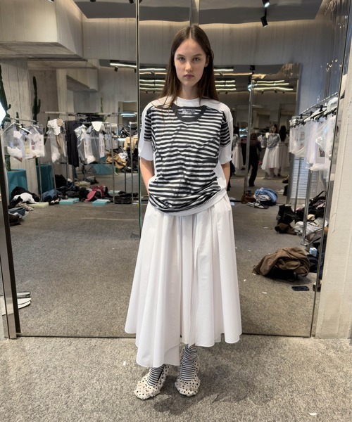 MSGM(エムエスジーエム)の「ストライプトロンプルイユ Tシャツ(Tシャツ/カットソー・レディース・ホワイト・S)」の7枚目の写真