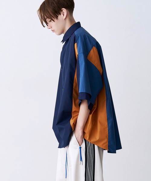 SeeSew（シーソー）の「【UNISEX】FAKE BLOCKING H/S SHIRTS/フェイクブロッキングショートスリーブシャツ（シャツ/ブラウス・メンズ・ブルー/サックスブルー/ネイビー・M/L）」の8枚目の写真