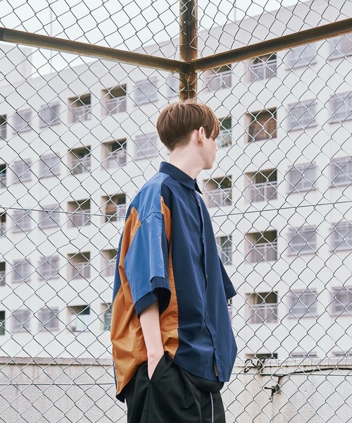 SeeSew（シーソー）の「【UNISEX】FAKE BLOCKING H/S SHIRTS/フェイクブロッキングショートスリーブシャツ（シャツ/ブラウス・メンズ・ブルー/サックスブルー/ネイビー・M/L）」の9枚目の写真