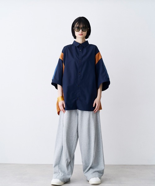 SeeSew（シーソー）の「【UNISEX】FAKE BLOCKING H/S SHIRTS/フェイクブロッキングショートスリーブシャツ（シャツ/ブラウス・メンズ・ブルー/サックスブルー/ネイビー・M/L）」の10枚目の写真