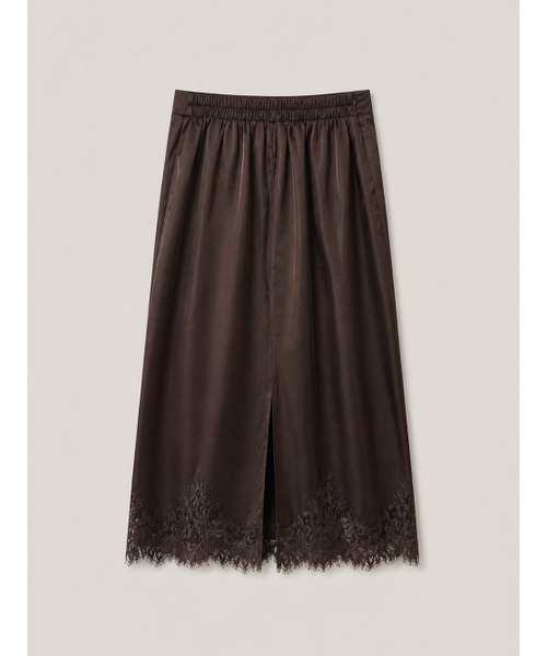 320SHOWROOM（320ショールーム）の「Lace Trim Satin Banding Skirt Brown（スカート・レディース・ブラウン・SMALL/MEDIUM）」の5枚目の写真