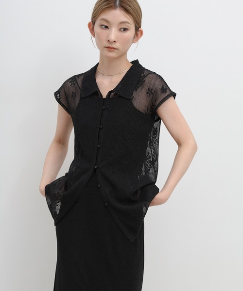 select MOCA(セレクトモカ)の「フロントボタンシアー刺繍ブラウス【セットアップ対応】(シャツ/ブラウス・レディース・ホワイト/ブラック/ブラウン・FREE)」の1枚目の写真