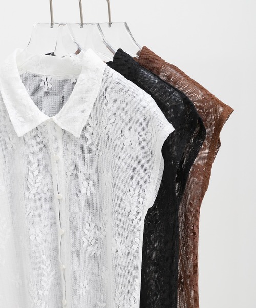 select MOCA(セレクトモカ)の「フロントボタンシアー刺繍ブラウス【セットアップ対応】(シャツ/ブラウス・レディース・ホワイト/ブラック/ブラウン・FREE)」の14枚目の写真