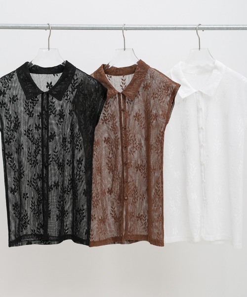 select MOCA(セレクトモカ)の「フロントボタンシアー刺繍ブラウス【セットアップ対応】(シャツ/ブラウス・レディース・ホワイト/ブラック/ブラウン・FREE)」の12枚目の写真