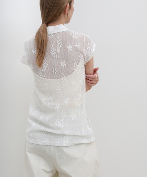 select MOCA(セレクトモカ)の「フロントボタンシアー刺繍ブラウス【セットアップ対応】(シャツ/ブラウス・レディース・ホワイト/ブラック/ブラウン・FREE)」の9枚目の写真