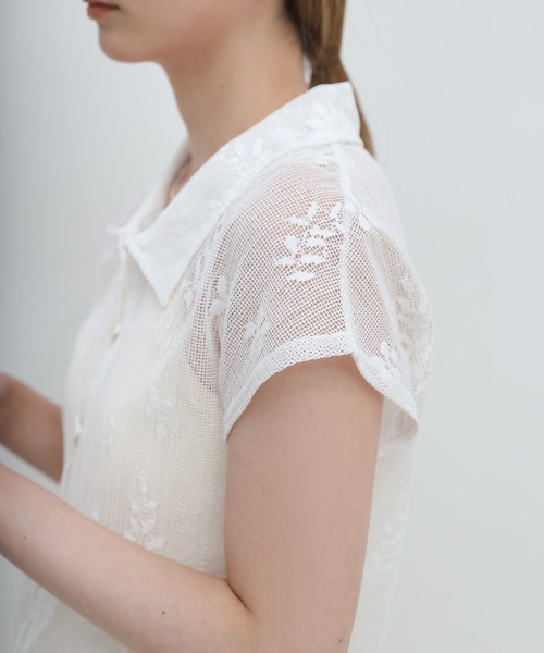 select MOCA(セレクトモカ)の「フロントボタンシアー刺繍ブラウス【セットアップ対応】(シャツ/ブラウス・レディース・ホワイト/ブラック/ブラウン・FREE)」の10枚目の写真