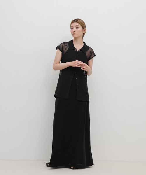 select MOCA(セレクトモカ)の「フロントボタンシアー刺繍ブラウス【セットアップ対応】(シャツ/ブラウス・レディース・ホワイト/ブラック/ブラウン・FREE)」の4枚目の写真