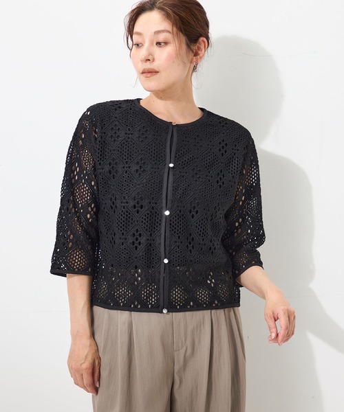 GALLORIA(ギャローリア)の「レースカーディガン(カーディガン/ボレロ・レディース・ホワイト/ブラック・M/LL/L/S)」の5枚目の写真