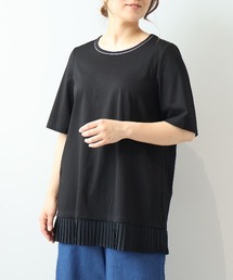 【L~5L 大きいサイズ】シルケット天竺プリーツTシャツ