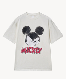 フェイドウォッシングフェイス_ミッキー_ Tシャツ (ホワイト)