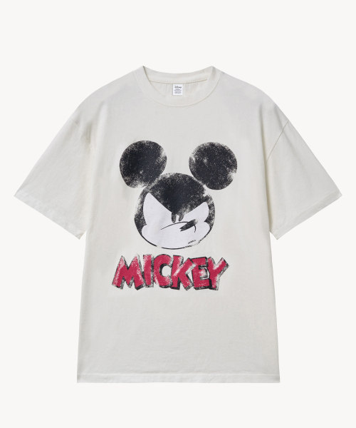 VTWO(ブイツー)の「フェイドウォッシングフェイス_ミッキー_ Tシャツ (ホワイト)(Tシャツ/カットソー・レディース・その他・LARGE/MEDIUM)」の1枚目の写真