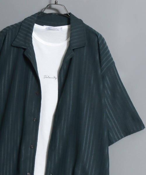 ANPAS(アンパス)の「Open-Collar Crinkled Shirt & Tank Top Set / 〈セットアイテム〉オープンカラー 楊柳シャツ×タンクトップのアンサンブル 開襟シャツ メンズ 半袖 トップス ノースリーブ(シャツ/ブラウス・メンズ・ダークグレー/ベージュ/グリーン・M/L/LL)」の3枚目の写真