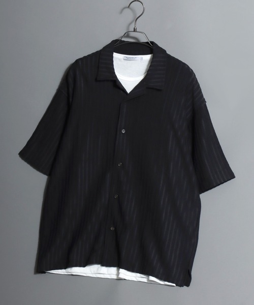 ANPAS(アンパス)の「Open-Collar Crinkled Shirt & Tank Top Set / 〈セットアイテム〉オープンカラー 楊柳シャツ×タンクトップのアンサンブル 開襟シャツ メンズ 半袖 トップス ノースリーブ(シャツ/ブラウス・メンズ・ダークグレー/ベージュ/グリーン・M/L/LL)」の8枚目の写真