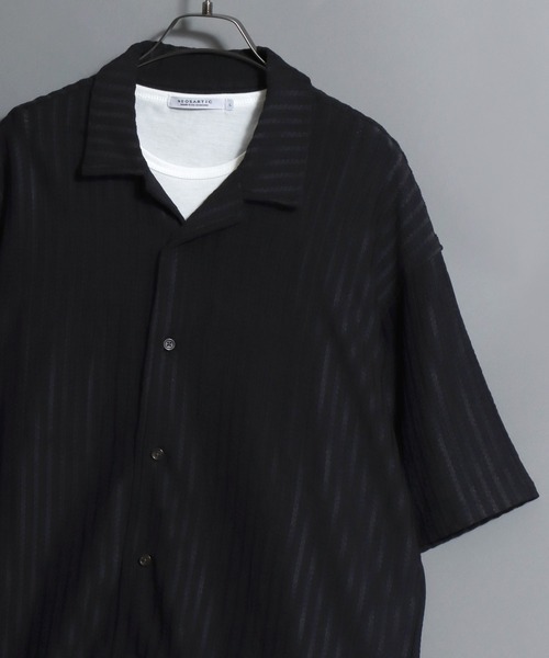 ANPAS(アンパス)の「Open-Collar Crinkled Shirt & Tank Top Set / 〈セットアイテム〉オープンカラー 楊柳シャツ×タンクトップのアンサンブル 開襟シャツ メンズ 半袖 トップス ノースリーブ(シャツ/ブラウス・メンズ・ダークグレー/ベージュ/グリーン・M/L/LL)」の9枚目の写真