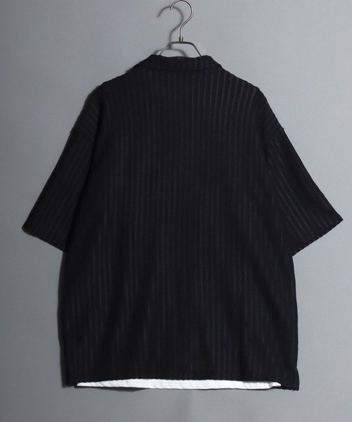 ANPAS(アンパス)の「Open-Collar Crinkled Shirt & Tank Top Set / 〈セットアイテム〉オープンカラー 楊柳シャツ×タンクトップのアンサンブル 開襟シャツ メンズ 半袖 トップス ノースリーブ(シャツ/ブラウス・メンズ・ダークグレー/ベージュ/グリーン・M/L/LL)」の5枚目の写真