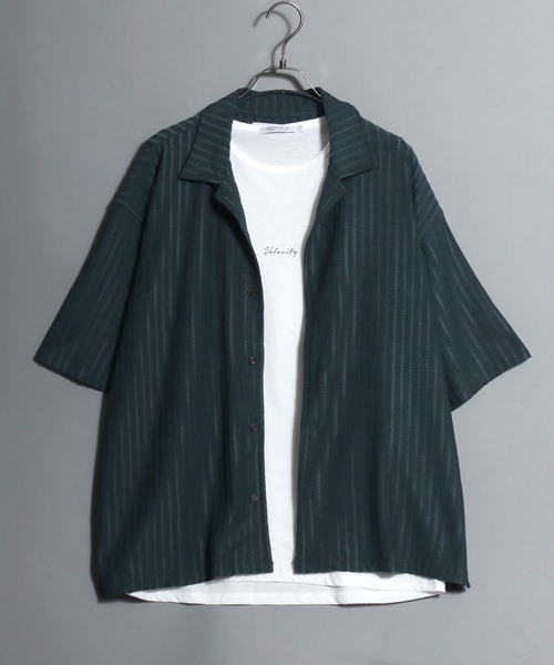 ANPAS(アンパス)の「Open-Collar Crinkled Shirt & Tank Top Set / 〈セットアイテム〉オープンカラー 楊柳シャツ×タンクトップのアンサンブル 開襟シャツ メンズ 半袖 トップス ノースリーブ(シャツ/ブラウス・メンズ・ダークグレー/ベージュ/グリーン・M/L/LL)」の20枚目の写真