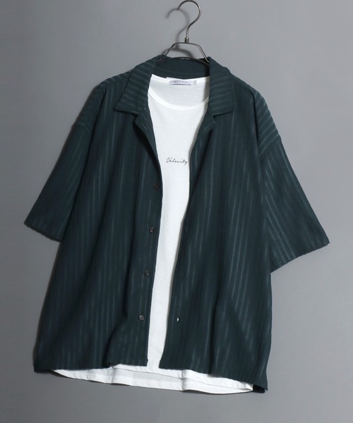 ANPAS(アンパス)の「Open-Collar Crinkled Shirt & Tank Top Set / 〈セットアイテム〉オープンカラー 楊柳シャツ×タンクトップのアンサンブル 開襟シャツ メンズ 半袖 トップス ノースリーブ(シャツ/ブラウス・メンズ・ダークグレー/ベージュ/グリーン・M/L/LL)」の21枚目の写真