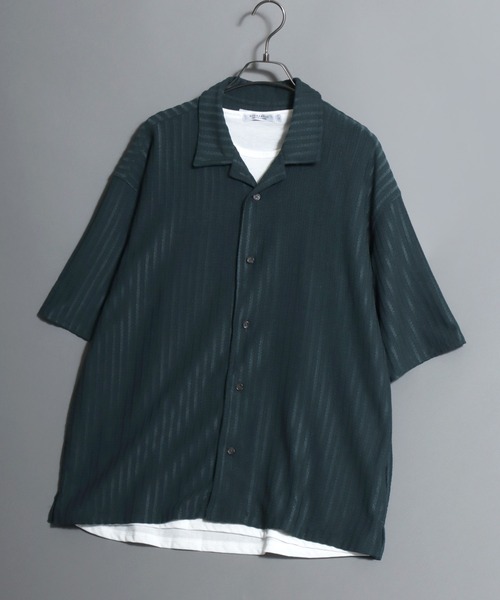ANPAS(アンパス)の「Open-Collar Crinkled Shirt & Tank Top Set / 〈セットアイテム〉オープンカラー 楊柳シャツ×タンクトップのアンサンブル 開襟シャツ メンズ 半袖 トップス ノースリーブ(シャツ/ブラウス・メンズ・ダークグレー/ベージュ/グリーン・M/L/LL)」の22枚目の写真