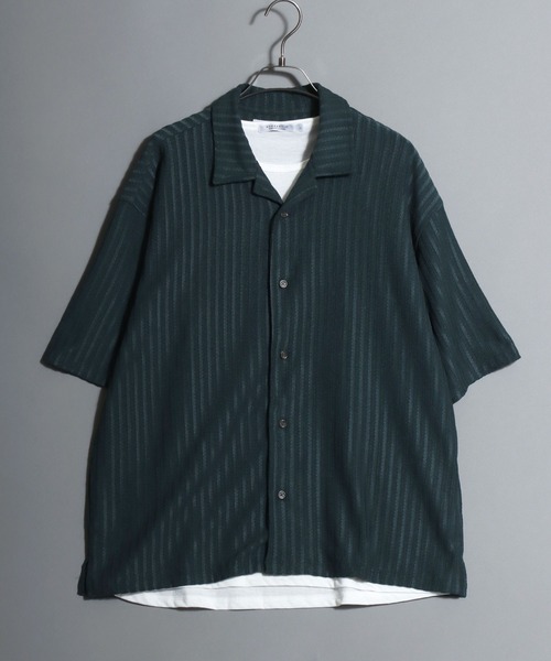 ANPAS(アンパス)の「Open-Collar Crinkled Shirt & Tank Top Set / 〈セットアイテム〉オープンカラー 楊柳シャツ×タンクトップのアンサンブル 開襟シャツ メンズ 半袖 トップス ノースリーブ(シャツ/ブラウス・メンズ・ダークグレー/ベージュ/グリーン・M/L/LL)」の18枚目の写真