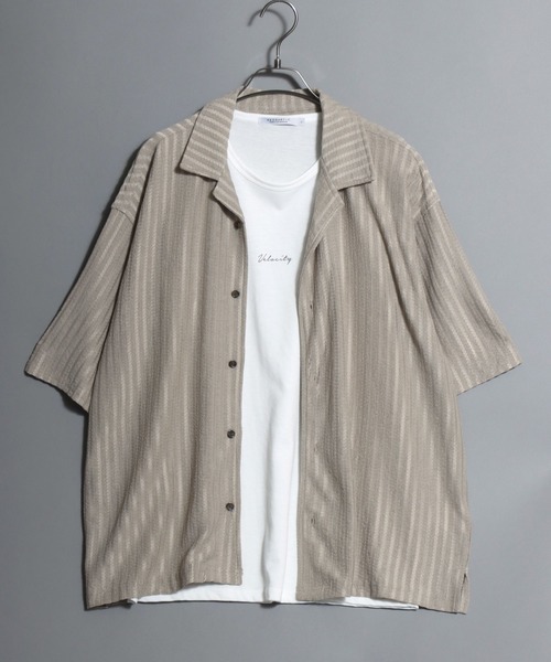 ANPAS(アンパス)の「Open-Collar Crinkled Shirt & Tank Top Set / 〈セットアイテム〉オープンカラー 楊柳シャツ×タンクトップのアンサンブル 開襟シャツ メンズ 半袖 トップス ノースリーブ(シャツ/ブラウス・メンズ・ダークグレー/ベージュ/グリーン・M/L/LL)」の13枚目の写真