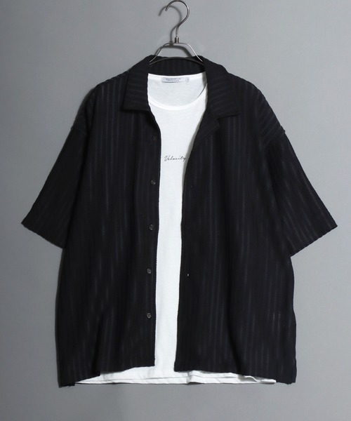 ANPAS(アンパス)の「Open-Collar Crinkled Shirt & Tank Top Set / 〈セットアイテム〉オープンカラー 楊柳シャツ×タンクトップのアンサンブル 開襟シャツ メンズ 半袖 トップス ノースリーブ(シャツ/ブラウス・メンズ・ダークグレー/ベージュ/グリーン・M/L/LL)」の6枚目の写真