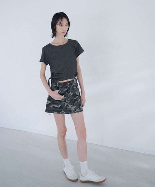 Nora Lily elle(ノラリリーエル)の「camouflage micro mini skirt(スカート・レディース・カーキ/グレー・FREE)」の13枚目の写真