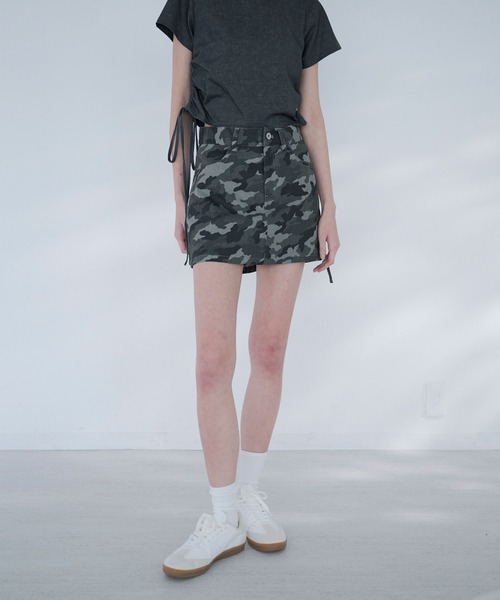 Nora Lily elle(ノラリリーエル)の「camouflage micro mini skirt(スカート・レディース・カーキ/グレー・FREE)」の19枚目の写真