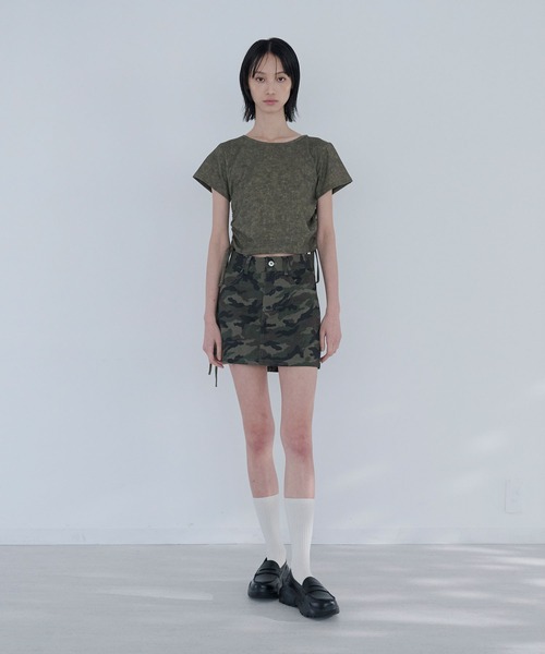 Nora Lily elle(ノラリリーエル)の「camouflage micro mini skirt(スカート・レディース・カーキ/グレー・FREE)」の7枚目の写真