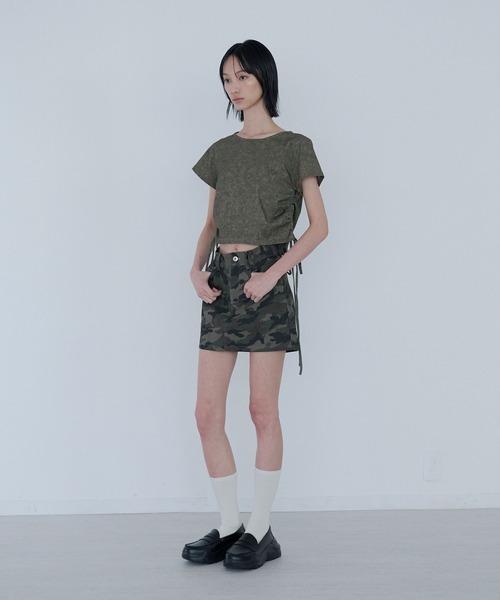 Nora Lily elle(ノラリリーエル)の「camouflage micro mini skirt(スカート・レディース・カーキ/グレー・FREE)」の8枚目の写真
