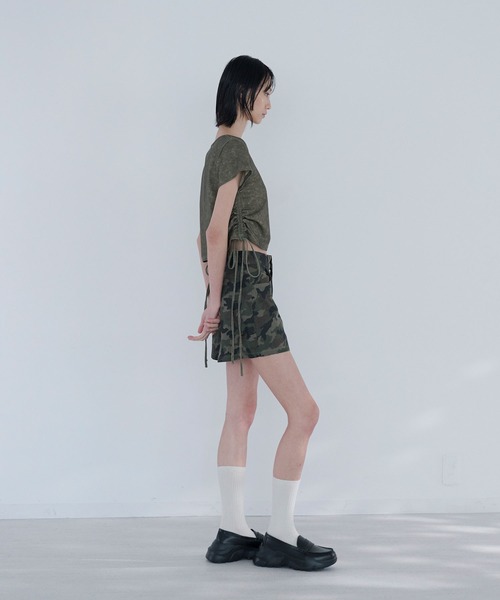 Nora Lily elle(ノラリリーエル)の「camouflage micro mini skirt(スカート・レディース・カーキ/グレー・FREE)」の10枚目の写真