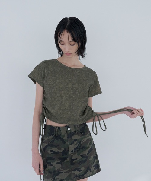 Nora Lily elle(ノラリリーエル)の「camouflage micro mini skirt(スカート・レディース・カーキ/グレー・FREE)」の11枚目の写真