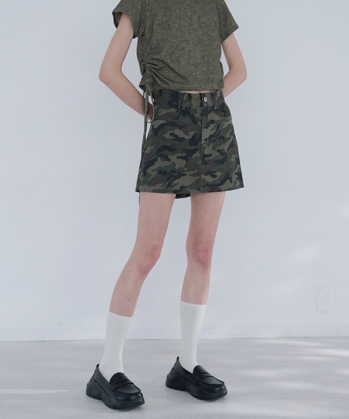 Nora Lily elle(ノラリリーエル)の「camouflage micro mini skirt(スカート・レディース・カーキ/グレー・FREE)」の18枚目の写真