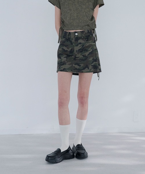 Nora Lily elle(ノラリリーエル)の「camouflage micro mini skirt(スカート・レディース・カーキ/グレー・FREE)」の17枚目の写真