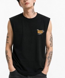 ヴィンテージ風バックプリントノースリーブTシャツ