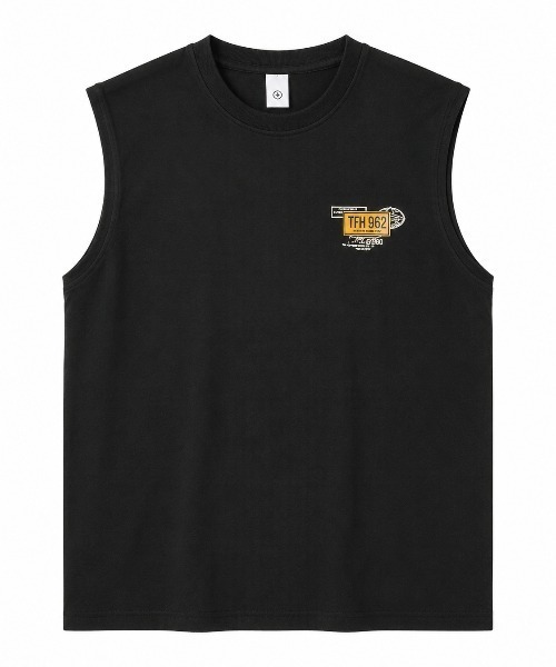 FreeZone(フリーゾーン)の「ヴィンテージ風バックプリントノースリーブTシャツ(Tシャツ/カットソー・メンズ・ホワイト/ブラック・F)」の5枚目の写真