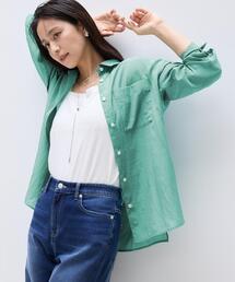 【秋羽織り/肌に張り付きにくい】シルキータッチシアーシャツ