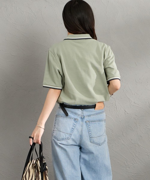FRED PERRY（フレッドペリー）の「[FRED PERRY/フレッドペリー] ツインティップライン ワンポイントロゴ刺繍ポロシャツ G3600（ポロシャツ・レディース・ライトグリーン/ホワイト・10）」の7枚目の写真