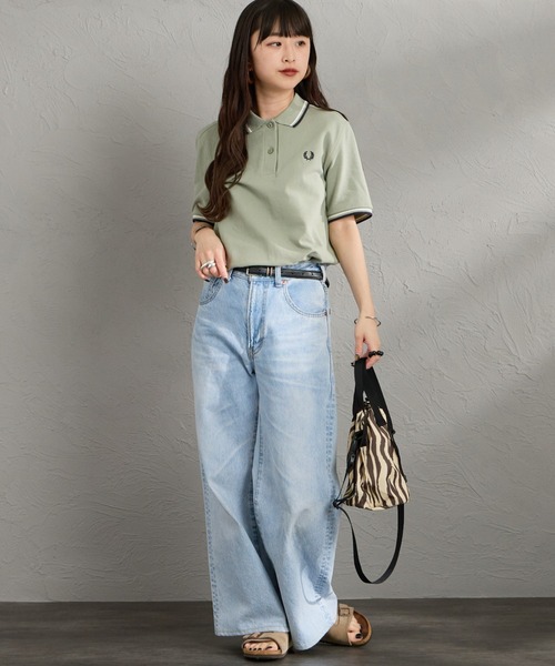 FRED PERRY（フレッドペリー）の「[FRED PERRY/フレッドペリー] ツインティップライン ワンポイントロゴ刺繍ポロシャツ G3600（ポロシャツ・レディース・ライトグリーン/ホワイト・10）」の8枚目の写真