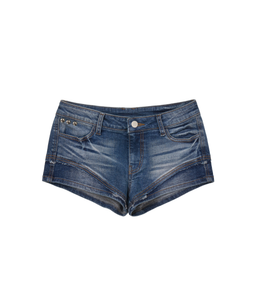 GILAARCHIVE（ギラアーカイブ）の「RAW EDGE SCRIPT LOGO DENIM SHORTS_BLUE（デニムパンツ・レディース・その他・SMALL/MEDIUM）」の5枚目の写真