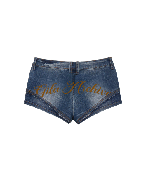 GILAARCHIVE（ギラアーカイブ）の「RAW EDGE SCRIPT LOGO DENIM SHORTS_BLUE（デニムパンツ・レディース・その他・SMALL/MEDIUM）」の6枚目の写真
