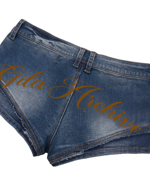 GILAARCHIVE（ギラアーカイブ）の「RAW EDGE SCRIPT LOGO DENIM SHORTS_BLUE（デニムパンツ・レディース・その他・SMALL/MEDIUM）」の7枚目の写真