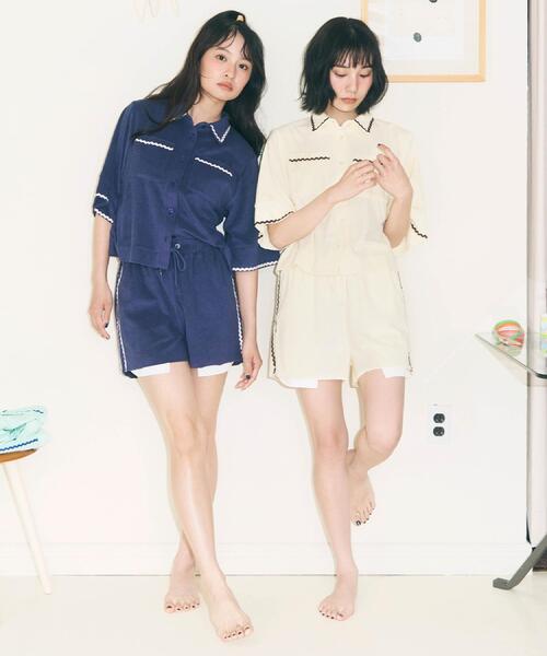 ALL NEW MART(オールニューマート)の「ウェーブラインパイルショートパンツ(その他パンツ・レディース・アイボリー/グリーン系/ネイビー系6・00)」の4枚目の写真