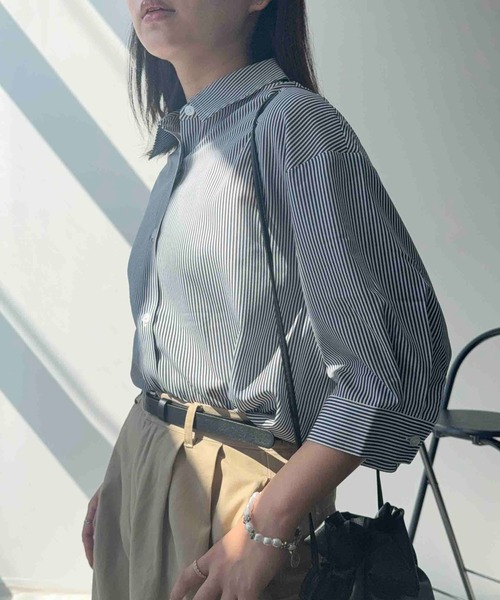 AS KNOW AS plus(アズノゥアズプラス)の「◯袖タックデザイン 7分袖シャツブラウス(シャツ/ブラウス・レディース・ホワイト系/ネイビー系/ブルー系・FREE)」の16枚目の写真