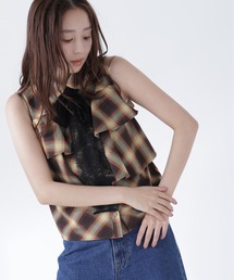 NATURAL BEAUTY BASIC | レースタイチェックブラウス(シャツ/ブラウス)