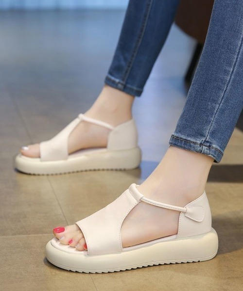 Miniministore(ミニミニストア)の「アンクルストラップサンダル厚底シューズ夏(サンダル・レディース・アイボリー/ブラック/ブラウン/ピンクベージュ・22.5cm/23.0cm/23.5cm/24.0cm/24.5cm)」の2枚目の写真