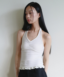 HALTER FRILL TOP WHITE