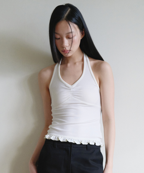 ROLAROLA(ロラロラ)の「HALTER FRILL TOP WHITE(Tシャツ/カットソー・レディース・ホワイト・FREE)」の2枚目の写真