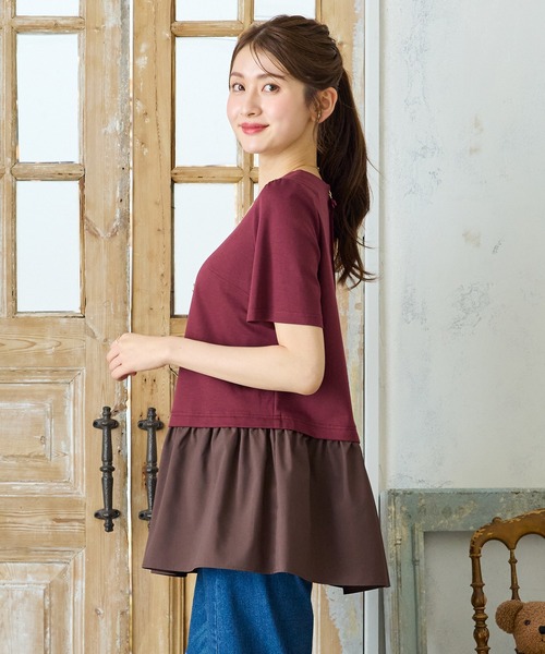 Rose Tiara(ローズティアラ)の「【接触冷感】バックリボンチュニックカットソー(Tシャツ/カットソー・レディース・ブラック/レッド・42/38/46)」の9枚目の写真