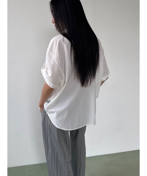 Didot.showroom（ディドット ショールーム）の「シアーチェックハーフシャツ（シャツ/ブラウス・レディース・アイボリー/チャコール・FREE）」の9枚目の写真